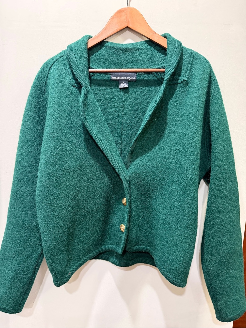 Vintage Eagle’s Eye 100% Wool Green Cardigan S